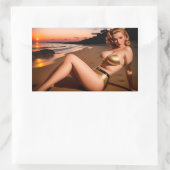 Meisje in de Gouden Bikini Rechthoekige Sticker (Tas)