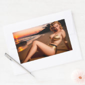 Meisje in de Gouden Bikini Rechthoekige Sticker (Envelop)