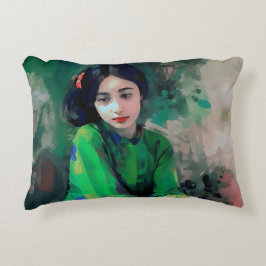 Meisje in de Groene Dress Accent Kussen