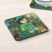 Meisje in de Groene Dress Bier Onderzetter (Linkerzijde)