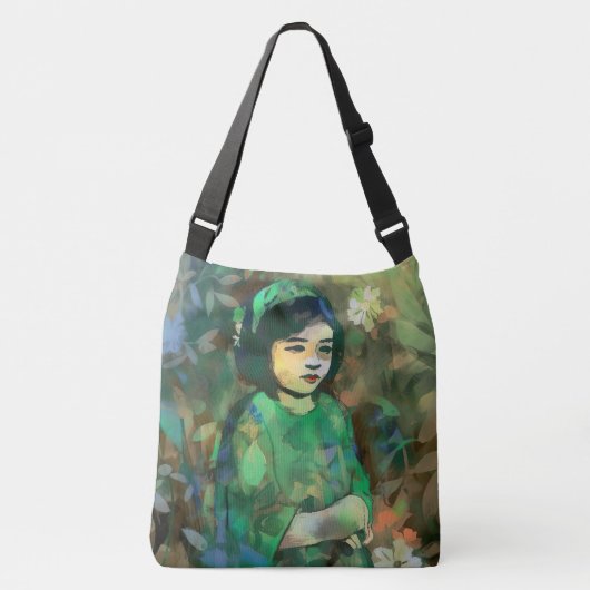 Meisje in de Groene Dress Crossbody Tas (Voorkant)