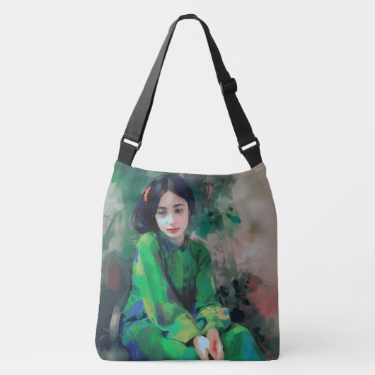 Meisje in de Groene Dress Crossbody Tas (Voorkant)