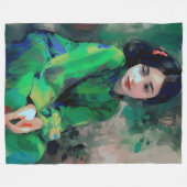 Meisje in de Groene Dress Fleece Deken (Voorkant (Horizontaal))