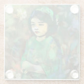 Meisje in de Groene Dress Glazen Onderzetter (Achterkant)