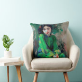 Meisje in de Groene Dress Kussen (Stoel)