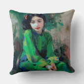 Meisje in de Groene Dress Kussen (Achterkant)