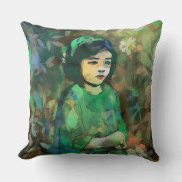 Meisje in de Groene Dress Kussen