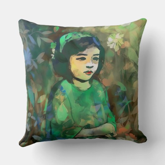 Meisje in de Groene Dress Kussen (Achterkant)