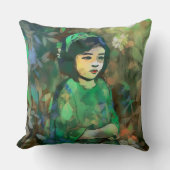 Meisje in de Groene Dress Kussen (Voorkant)
