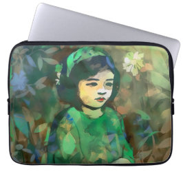 Meisje in de Groene Dress Laptop Sleeve