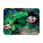 Meisje in de Groene Dress Magneet (Horizontaal)