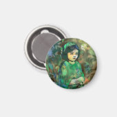 Meisje in de Groene Dress Magneet (Voorkant / Achterkant)