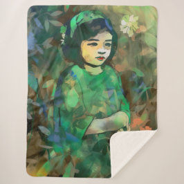 Meisje in de Groene Dress Sherpa Deken