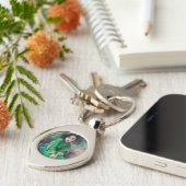 Meisje in de Groene Dress Sleutelhanger (Zijkant)