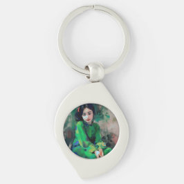Meisje in de Groene Dress Sleutelhanger