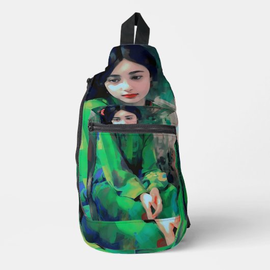 Meisje in de Groene Dress Sling Bag (Voorkant)