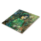 Meisje in de Groene Dress Tegeltje (Zijkant)