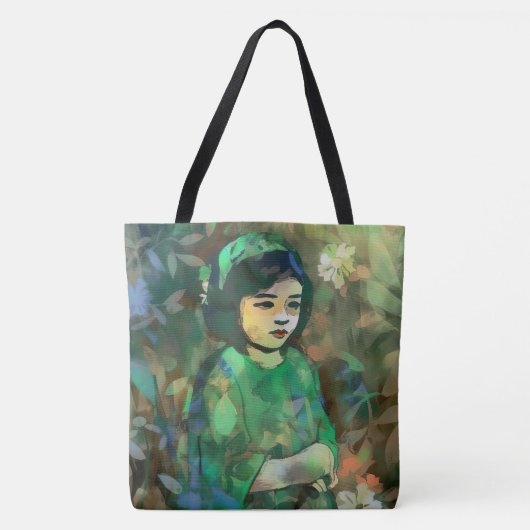 Meisje in de Groene Dress Tote Bag (Voorkant)