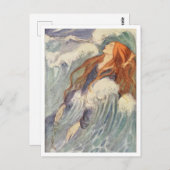 Meisje in de  illustratie Waves Briefkaart (Voorkant / Achterkant)