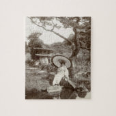 Meisje in de Japanse Zen Garden Legpuzzel (Verticaal)