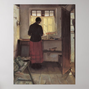 Meisje in de keuken van Anna Ancher Poster