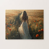 Meisje in de klaprozenvelden legpuzzel (Horizontaal)