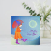 Meisje in de regen Modern Kleurrijk Schattig Eigen (Staand voorkant)