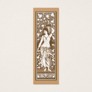 Meisje in de robe met urn mini visitekaartjes
