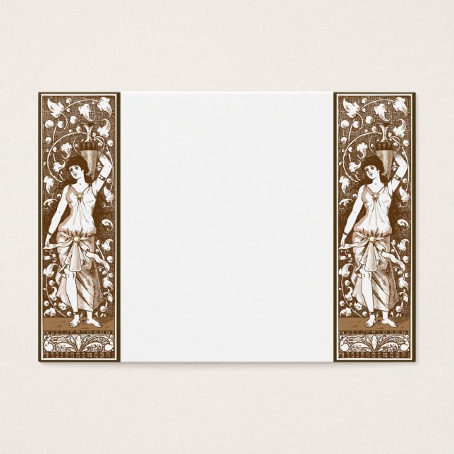 Meisje in de robe met urn visitekaartjes (Voorkant)