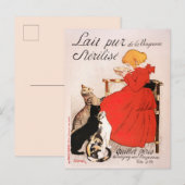 Meisje in de Rode Dress Drink melksteinlen Poster Briefkaart (Voorkant / Achterkant)