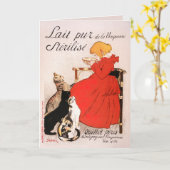 Meisje in de Rode Dress Drink melksteinlen Poster Kaart (Gele Bloem)