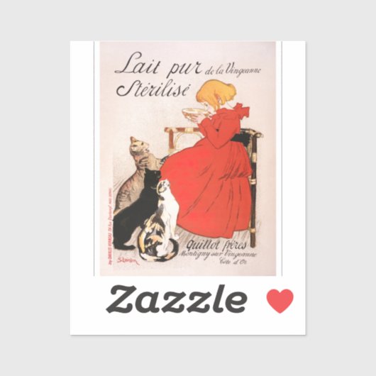 Meisje in de Rode Dress Drink melksteinlen Poster Sticker (Vel)