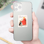 Meisje in de Rode Dress Drink melksteinlen Poster Sticker (Telefoon)