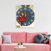 Meisje in de Rode Sitting op de klok Canvas Afdruk (Insitu (Woonkamer))