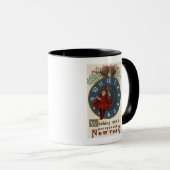 Meisje in de Rode Sitting op de klok Mok (Voorkant rechts)