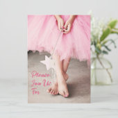 Meisje in de roze Tutu Dance Party Kaart (Staand voorkant)