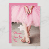 Meisje in de roze Tutu Dance Party Kaart (Voorkant / Achterkant)