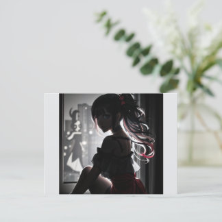 Meisje in de schaduw briefkaart
