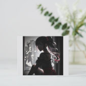 Meisje in de schaduw briefkaart (Staand voorkant)