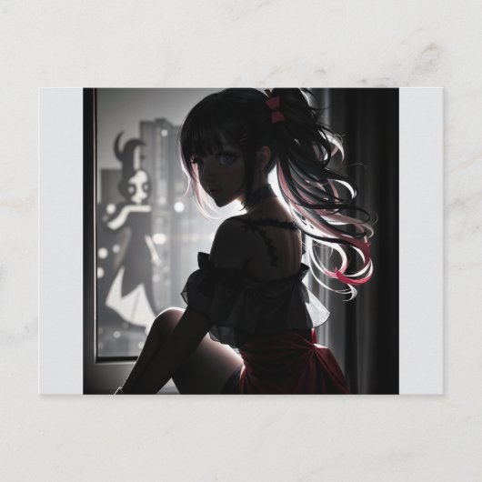 Meisje in de schaduw briefkaart (Voorkant)