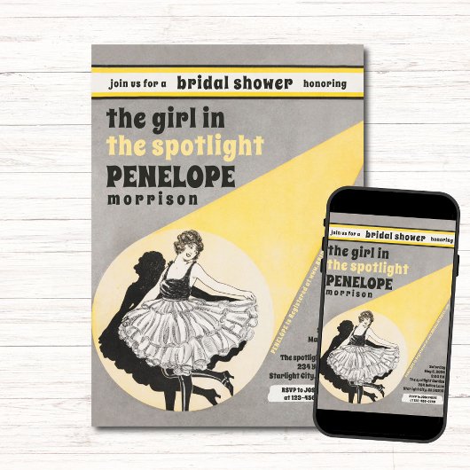 meisje in de schijnwerpers Vrijgezellenfeest Kaart