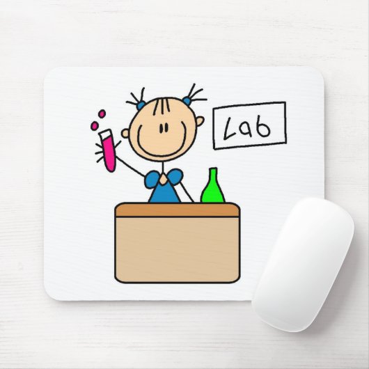 Meisje in de schoolwetenschap Lab Mousepad Muismat (Met muis)