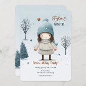 Meisje in de sneeuw kaart (Voorkant / Achterkant)