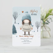 Meisje in de sneeuw kaart (Staand voorkant)
