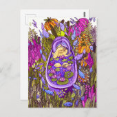 Meisje in de tuin briefkaart (Voorkant / Achterkant)