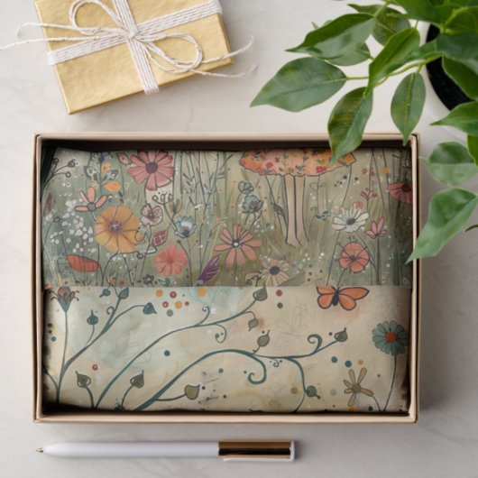 MEISJE IN DE TUIN DECOUPAGE TISSUEPAPIER (Geschenk)