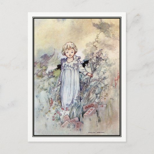  meisje in de tuin door Charles Robinson Briefkaart (Voorkant)