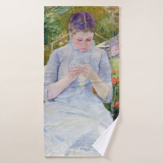 Meisje in de tuin, Mary Cassatt Badhanddoek (Badhanddoek)