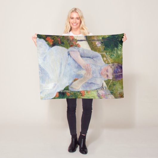 Meisje in de tuin, Mary Cassatt Fleece Deken (In situ)