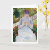 Meisje in de tuin, Mary Cassatt Kaart (Gele Bloem)